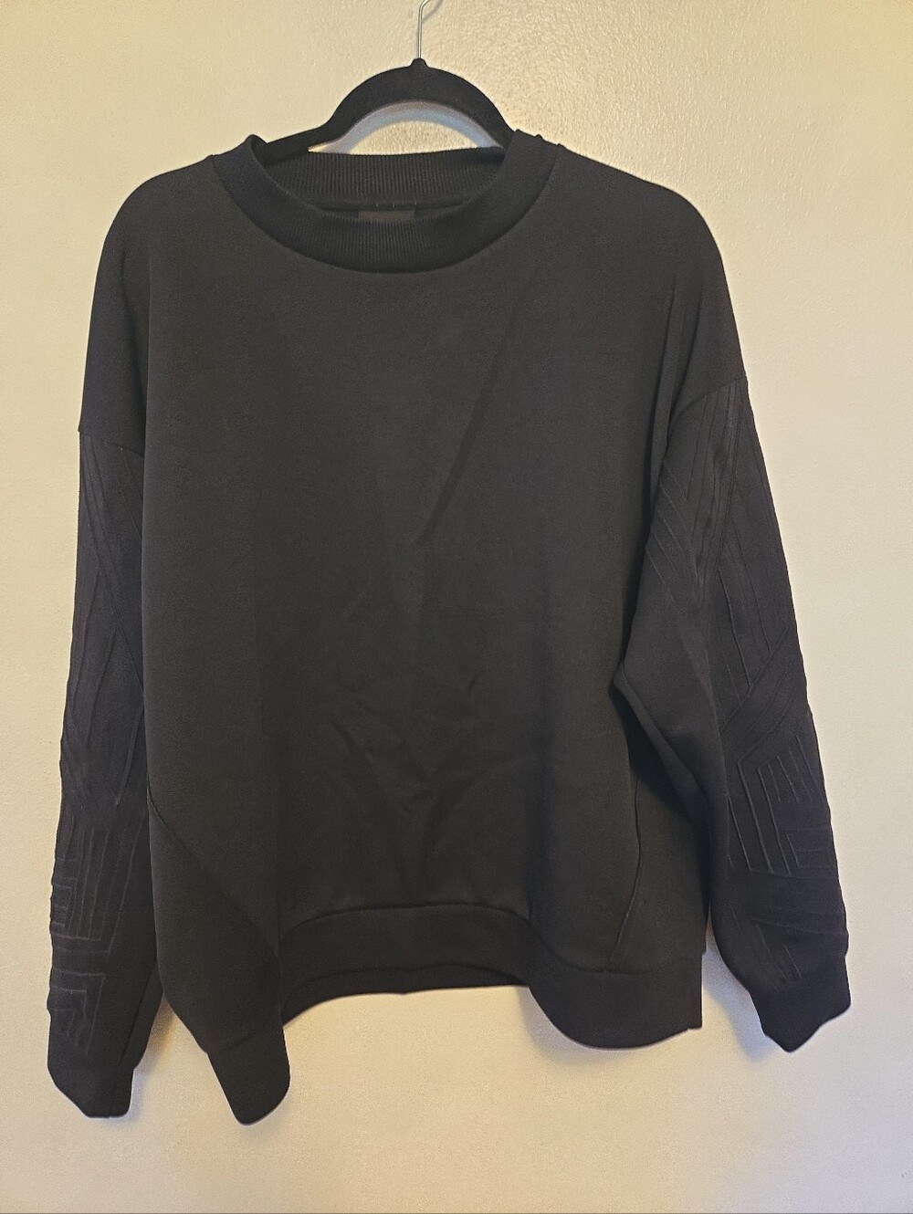 Ivy Park Crewneck Scuba Sweatshirt Detailed Sleeves Black L